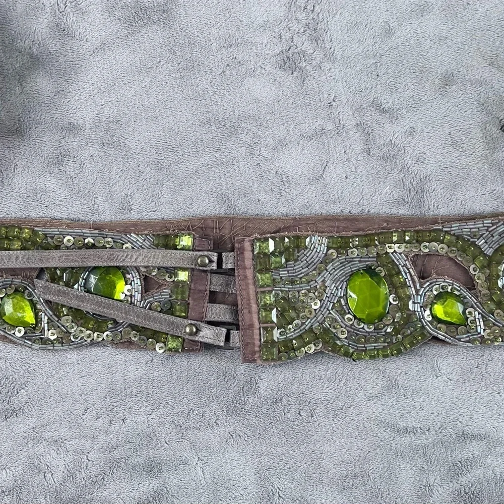 Jeweled Fred Segal, green, sequin, bellydancer belt.
